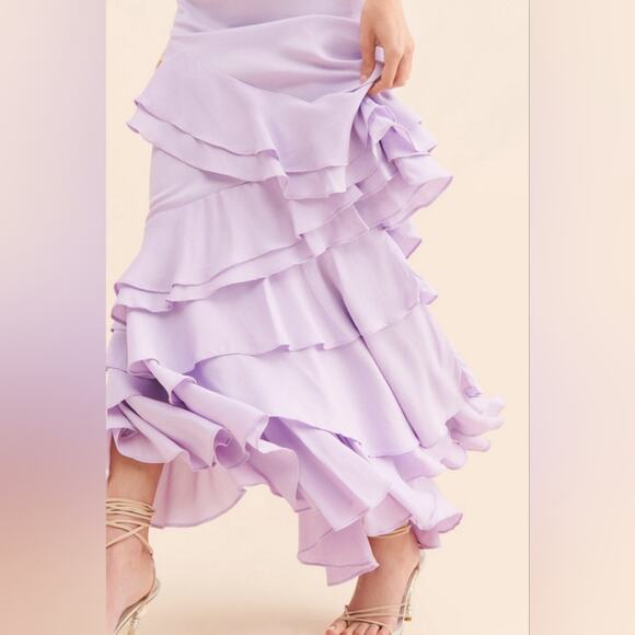 New Femme Ruffle Maxi long Dress Let Me Be forever that girl sz10 purple gown v - Picture 3 of 11